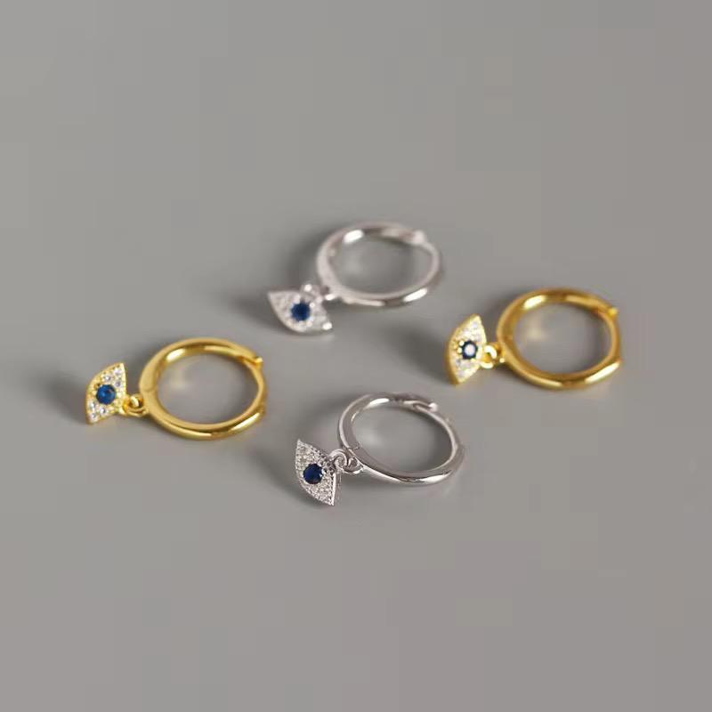 Gold / Silver eye hoop huggies
