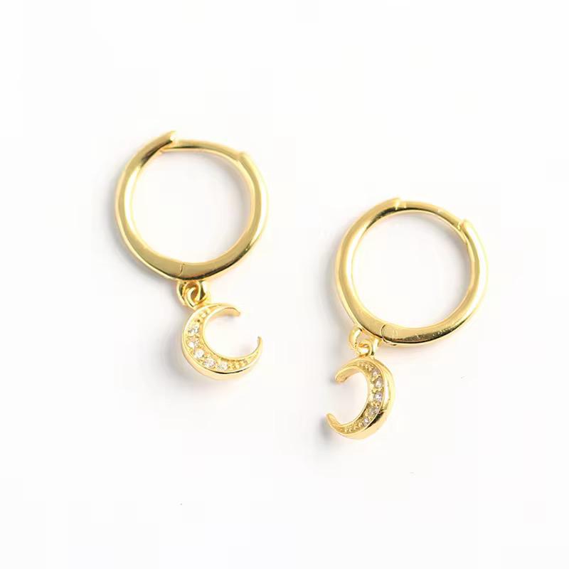 Moon hoop huggies with gems