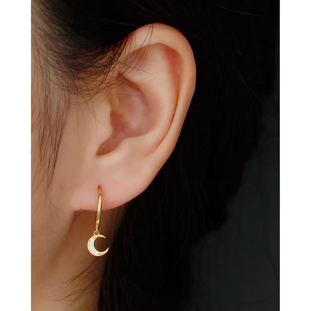 Moon hoop huggies with gems