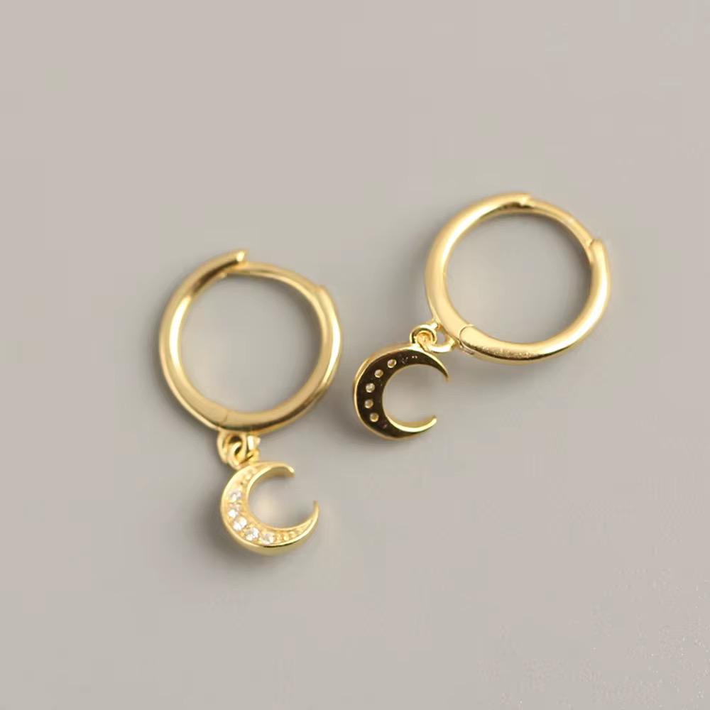 Moon hoop huggies with gems